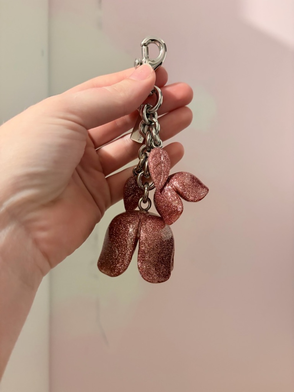 Coach Y2K vintage pink resin glitter flowers bag charm